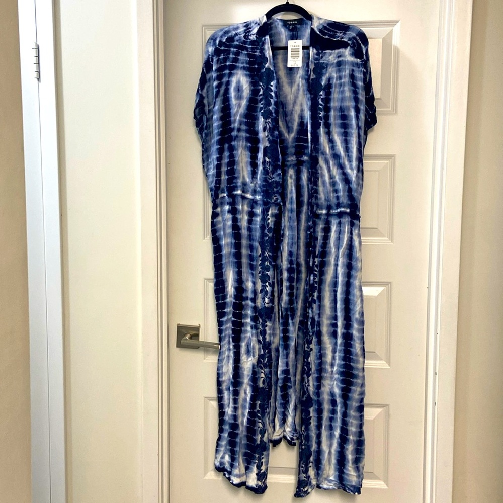 Torrid | NWT Tiedye Cinch Waist Gauze Kimono Swim CoverUp | Sz: 1 / 2 |